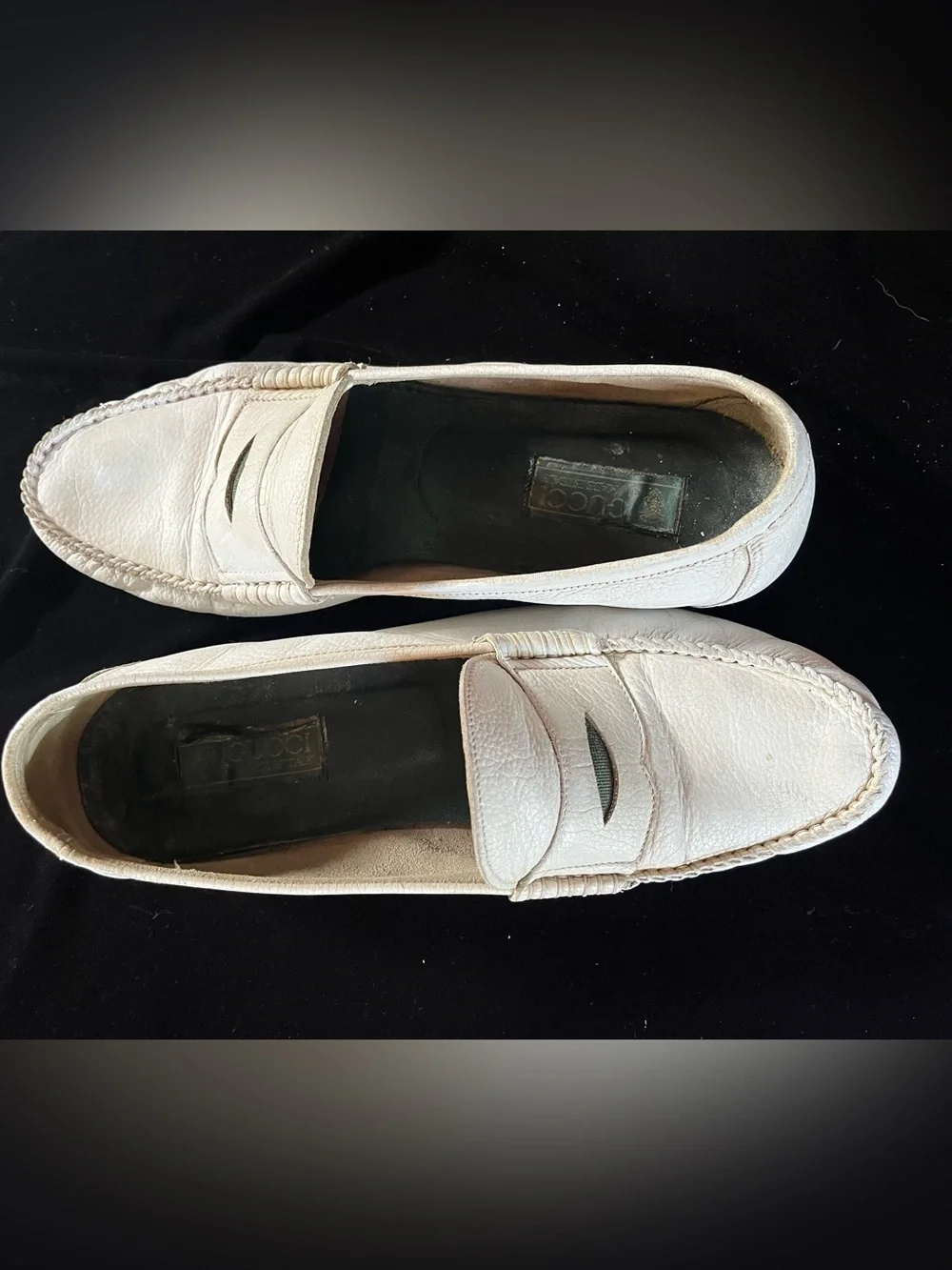 Gucci Vintage Men's White Penny Loafers
